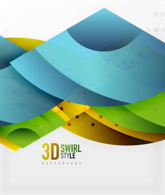 Girdap ve 3d efekti nesneleri, soyut şablon vektör tasarımı dalga