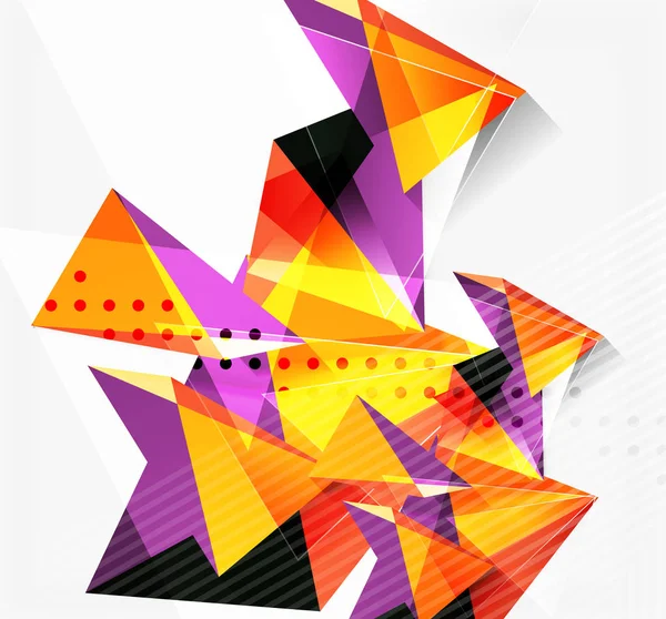 Triángulos 3d y pirámides, vector geométrico abstracto — Vector de stock