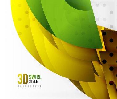 Girdap ve 3d efekti nesneleri, soyut şablon vektör tasarımı dalga