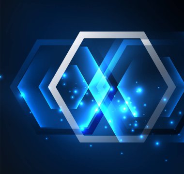 Arka plan Techno parlak cam altıgen yanarak bahislerin doğru vektör