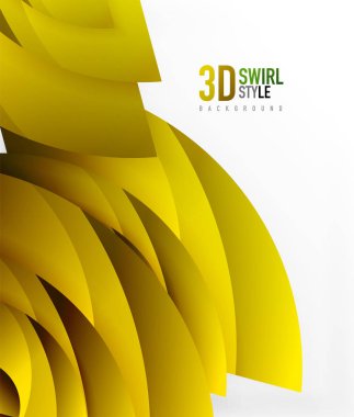 Girdap ve 3d efekti nesneleri, soyut şablon vektör tasarımı dalga