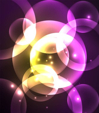 Parlak örtüşen çevrelerde kompozisyon koyu arka plan üzerinde parlayan