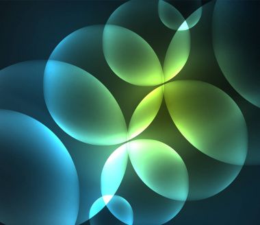 Parlak örtüşen çevrelerde kompozisyon koyu arka plan üzerinde parlayan