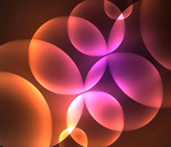 Brillant brillant chevauchement cercles composition sur fond sombre — Image vectorielle