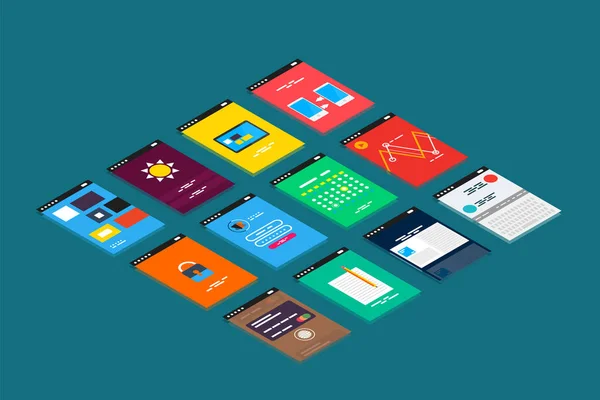 矢量等距的移动应用程序 ui 设计概念 — 图库矢量图片