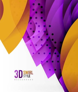 Girdap ve 3d efekti nesneleri, soyut şablon vektör tasarımı dalga