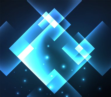 Kareler ve parlak parlayan etkileri koyu arka plan tasarımı