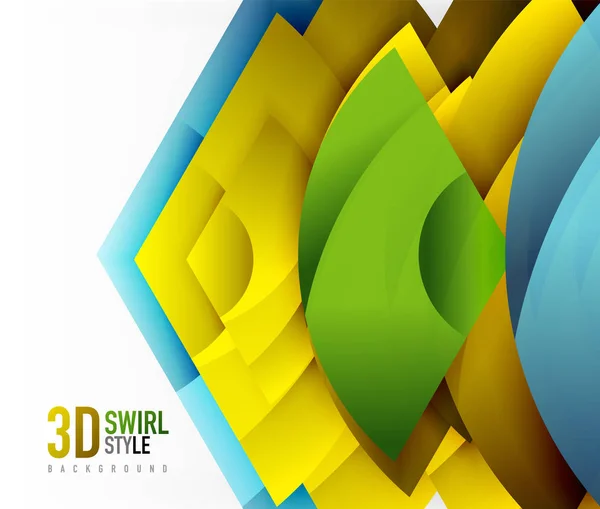 Swirl en zwaaien van 3D-effect-objecten, abstracte sjabloonontwerp vector — Stockvector