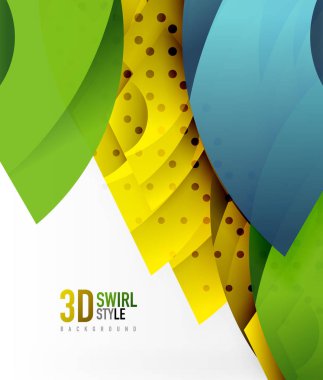 Girdap ve 3d efekti nesneleri, soyut şablon vektör tasarımı dalga