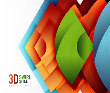 Girdap ve 3d efekti nesneleri, soyut şablon vektör tasarımı dalga