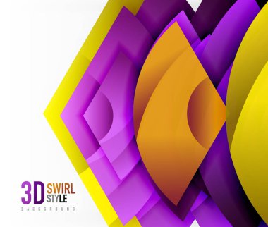 Girdap ve 3d efekti nesneleri, soyut şablon vektör tasarımı dalga