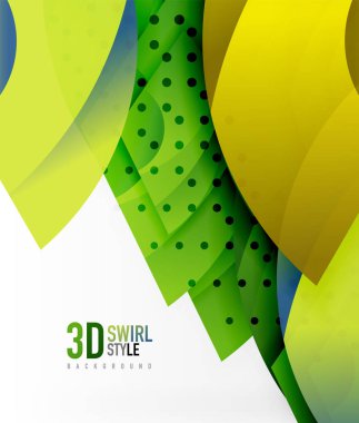 Girdap ve 3d efekti nesneleri, soyut şablon vektör tasarımı dalga