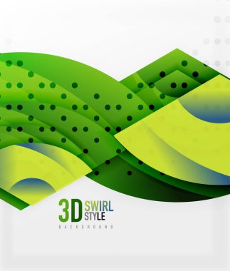 Girdap ve 3d efekti nesneleri, soyut şablon vektör tasarımı dalga