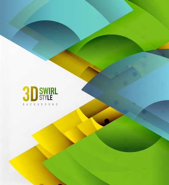Swirl en zwaaien van 3D-effect-objecten, abstracte sjabloonontwerp vector — Stockvector