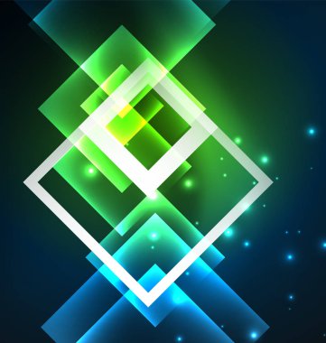 Kareler ve parlak parlayan etkileri koyu arka plan tasarımı