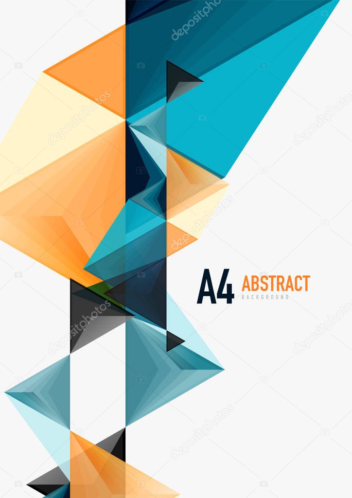 Triangular low poly vector a4 size geometric abstract template