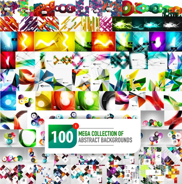Huge mega collection of 100 various abstract backgrounds — Stock Vector