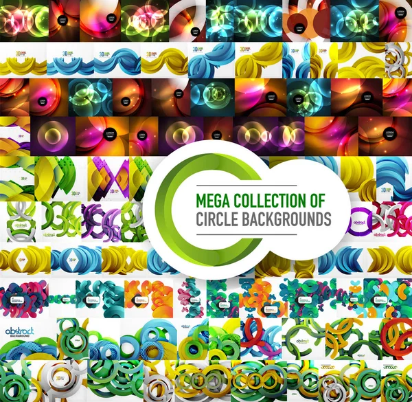 Mega Sammlung von Vektor-abstrakten Kreis-Hintergründen — Stockvektor