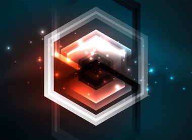 Arka plan Techno parlak cam altıgen yanarak bahislerin doğru vektör