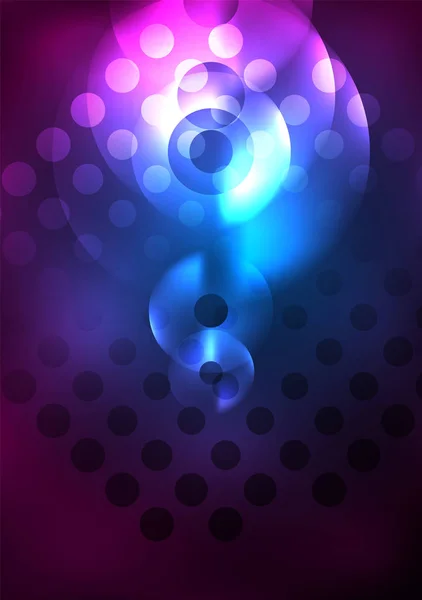 Glowing circles in the dark — Stock Vector