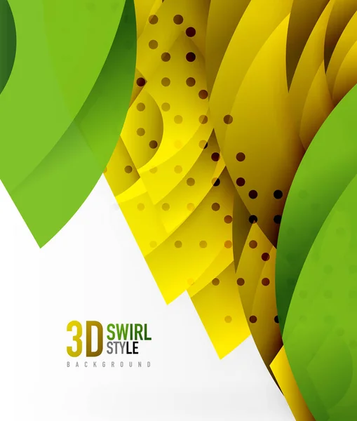 Swirl en zwaaien van 3D-effect-objecten, abstracte sjabloonontwerp vector — Stockvector