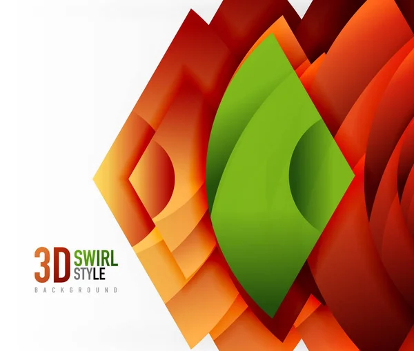 Swirl en zwaaien van 3D-effect-objecten, abstracte sjabloonontwerp vector — Stockvector