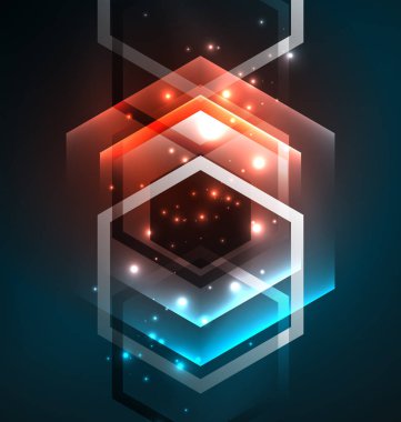 Arka plan Techno parlak cam altıgen yanarak bahislerin doğru vektör