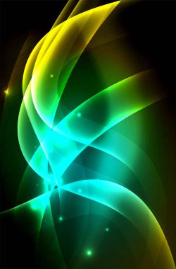 Karanlıkta parlayan dumanlı dalgalar