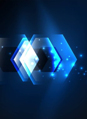 Arka plan Techno parlak cam altıgen yanarak bahislerin doğru vektör