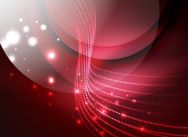 Parçacıklar koyu renk arka plan üzerinde oluşturulan parlayan dalga