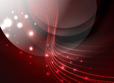 Parçacıklar koyu renk arka plan üzerinde oluşturulan parlayan dalga