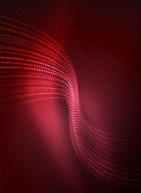 Parçacıklar koyu renk arka plan üzerinde oluşturulan parlayan dalga