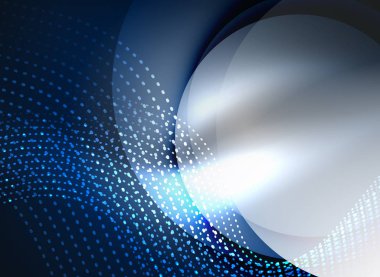 Parçacıklar koyu renk arka plan üzerinde oluşturulan parlayan dalga