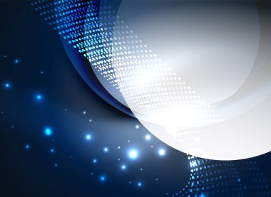 Parçacıklar koyu renk arka plan üzerinde oluşturulan parlayan dalga