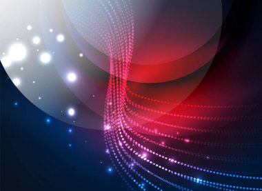 Parçacıklar koyu renk arka plan üzerinde oluşturulan parlayan dalga