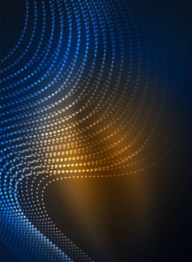 Parçacıklar koyu renk arka plan üzerinde oluşturulan parlayan dalga