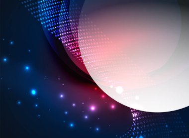 Parçacıklar koyu renk arka plan üzerinde oluşturulan parlayan dalga