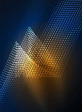 Parçacıklar koyu renk arka plan üzerinde oluşturulan parlayan dalga