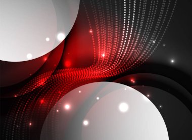 Parçacıklar koyu renk arka plan üzerinde oluşturulan parlayan dalga