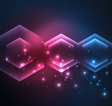 Arka plan Techno parlak cam altıgen yanarak bahislerin doğru vektör