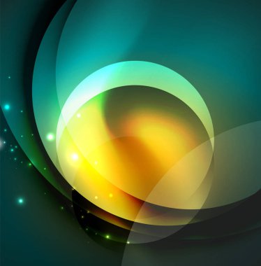 Dijital illüstrasyon, parlayan dalgalar ve daireler