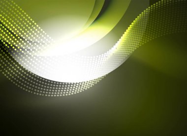 Parçacıklar koyu renk arka plan üzerinde oluşturulan parlayan dalga