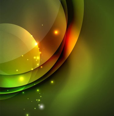 Dijital illüstrasyon, parlayan dalgalar ve daireler
