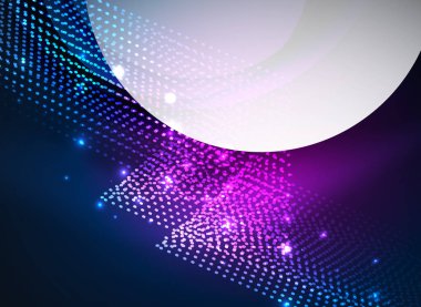 Parçacıklar koyu renk arka plan üzerinde oluşturulan parlayan dalga