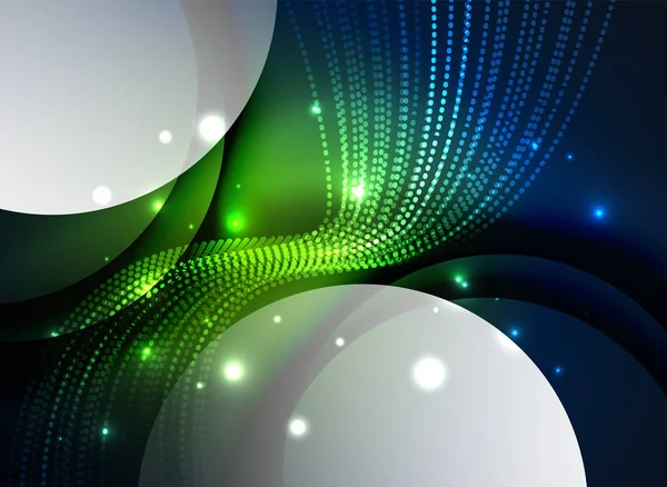 Parçacıklar koyu renk arka plan üzerinde oluşturulan parlayan dalga