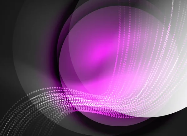 Onde lumineuse créée avec des particules sur fond de couleur sombre — Image vectorielle
