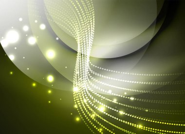 Parçacıklar koyu renk arka plan üzerinde oluşturulan parlayan dalga