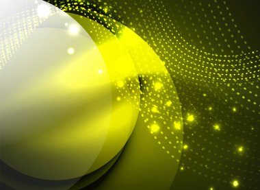 Parçacıklar koyu renk arka plan üzerinde oluşturulan parlayan dalga