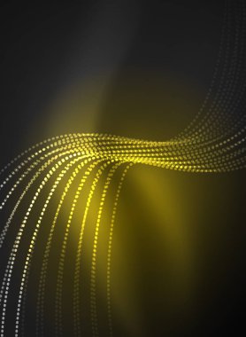 Parçacıklar koyu renk arka plan üzerinde oluşturulan parlayan dalga