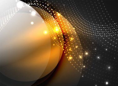 Parçacıklar koyu renk arka plan üzerinde oluşturulan parlayan dalga